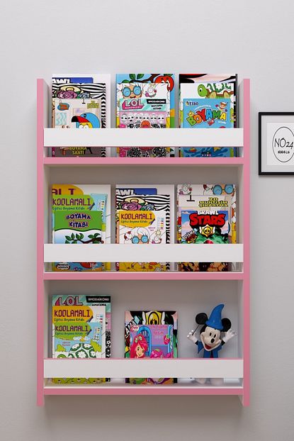 Home Decor Pembe Beyaz Montessori Kitaplik Trendyol