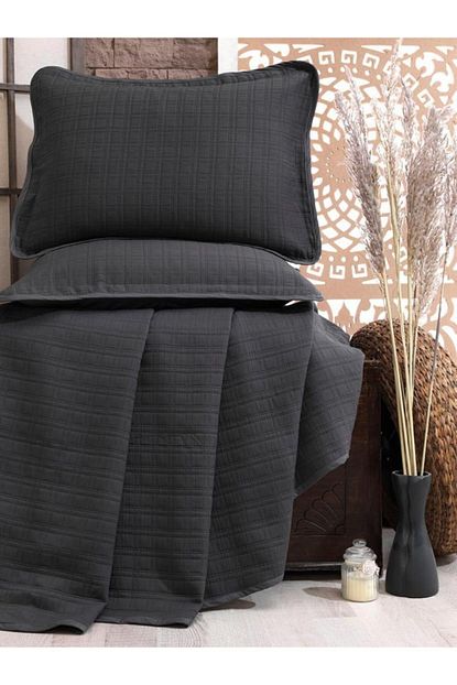 Evim Homechic Premium Pamuklu Yatak Ortusu Cift Kisilik Antrasit Trendyol