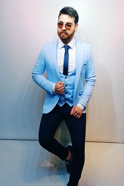 Twenhil Erkek Mavi Lacivert Italyan Kesim Kombinli Slimfit Buz Ceket Yelek Ve Pantolon Takim Elbise Trendyol