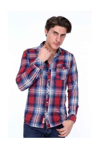 Gulf Bird Erkek Kirmizi Ekose Vintage Slim Fit Oduncu Gomlek Trendyol