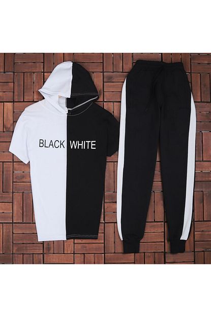 Oz Taha Erkek Black White Es Beyaz Esofman Takimi Trendyol
