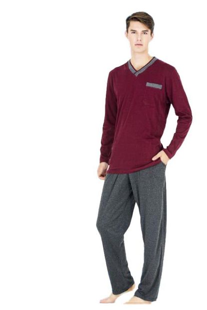 Gunes Erkek Bordo Uzun Kol Mevsimlik Erkek Pijama Takimi 5454 Trendyol