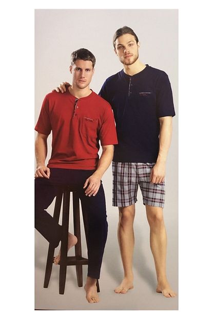 Pierre Cardin 5341 Kisa Kollu Sort Ilaveli Uclu Erkek Pijama Takimi Trendyol