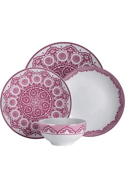 Gurallar Gural Porselen Atina 24 Parca Yemek Takimi Bordo Motif Desen Trendyol