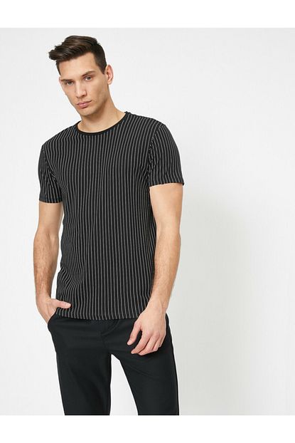 Koton Erkek Siyah Cizgili T Shirt 0yam11542ok Trendyol