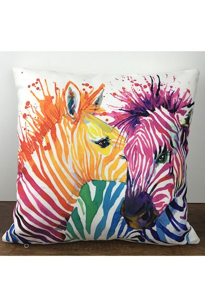 Cango Home Zebra Desenli Sari Turuncu Pembe Yastik Kirlent Kilifi Cift Tarafi Baskili Trendyol