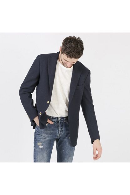 Eleventy Erkek Lacivert Yun Koton Keten 2 Dugmeli Slim Fit Spor Ceket Trendyol