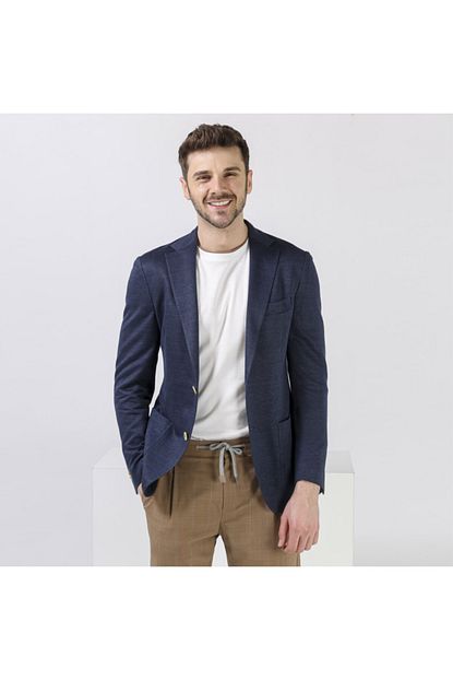 Eleventy Erkek Lacivert Keten Pamuk Cepli Slim Fit Spor Ceket Trendyol