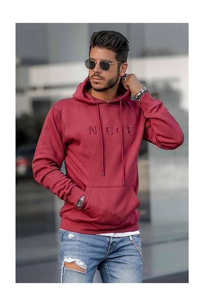 Madmext Erkek Bordo Kapsonlu Sweatshirt 2849 Trendyol