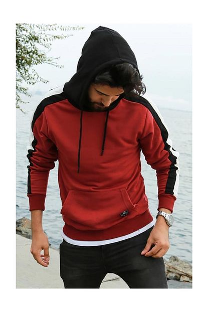 Madmext Erkek Bordo Kapsonlu Sweatshirt 2761 Trendyol