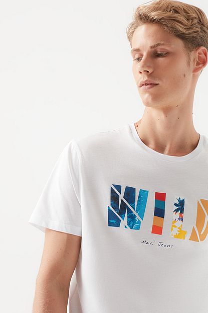 Mavi Erkek Wild Baskili Beyaz T Shirt 066132 620 Trendyol