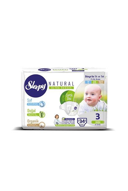Sleepy Natural Bebek Bezi 3 Beden Midi 34 Adet Trendyol