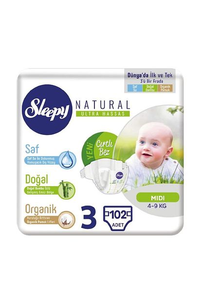 Sleepy Natural Bebek Bezi 3 Numara Midi 102 Adet 34 Trendyol