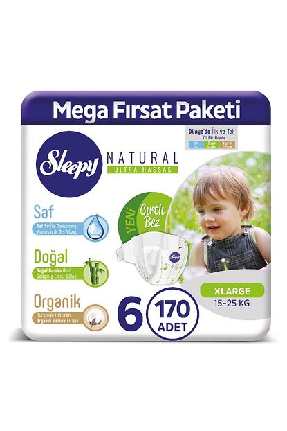 Sleepy Natural Bebek Bezi 6 Numara Xlarge 170 Adet Trendyol