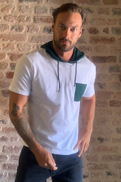 Trendyol Man Beyaz Erkek Kapusonlu Garnili Bol Kesim T Shirt Tmnss20ts0028 Trendyol