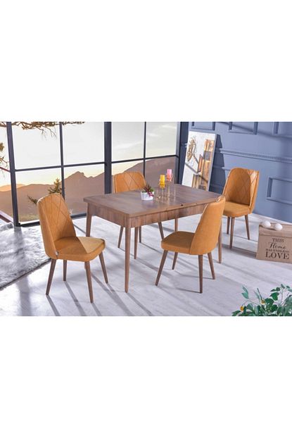 Stoker Armoni Yemek Masa Takimi 4 Sandalyeli Sari Trendyol