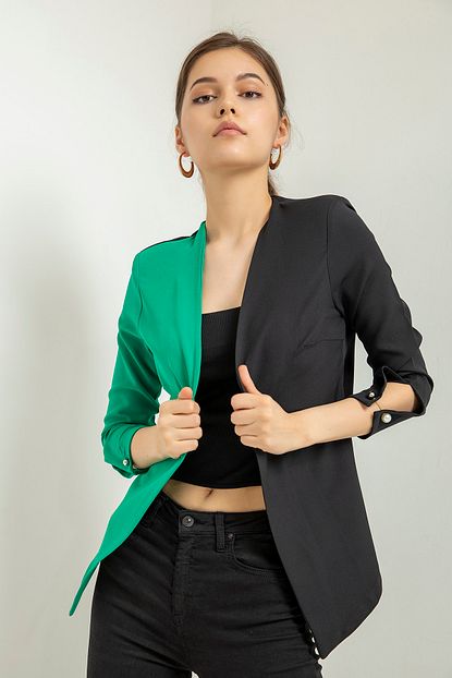 Foremia Iki Renk Inci Detay Ceket Trendyol