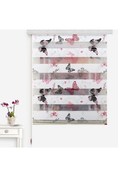 Brillant Butterfly Siyah Kirmizi Beyaz Zebra Perde Mz811 100x200 Cm Trendyol