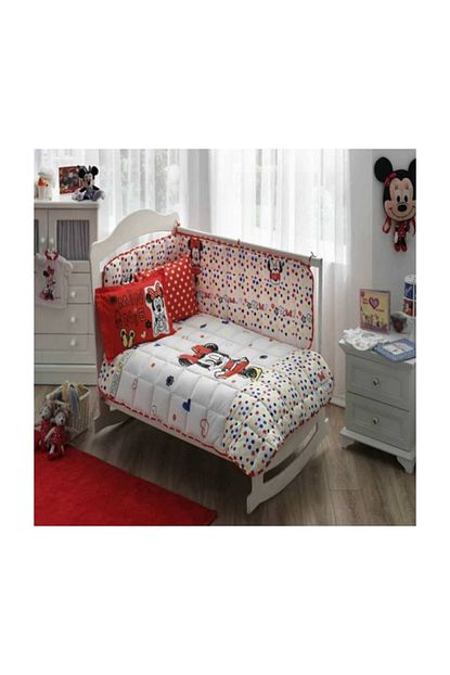 Tac Lisansli Bebek Uyku Seti Minnie Mouse Sketch Baby Kirmizi Trendyol