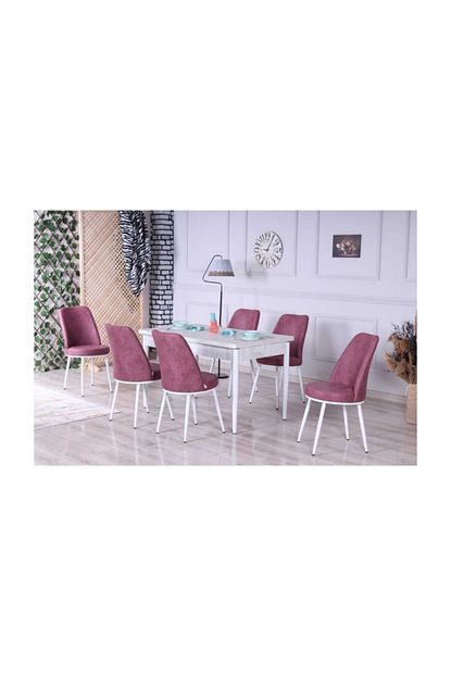 Stoker Lora Premium Yemek Masa Takimi 6 Sandalyeli Gul Kurusu Trendyol