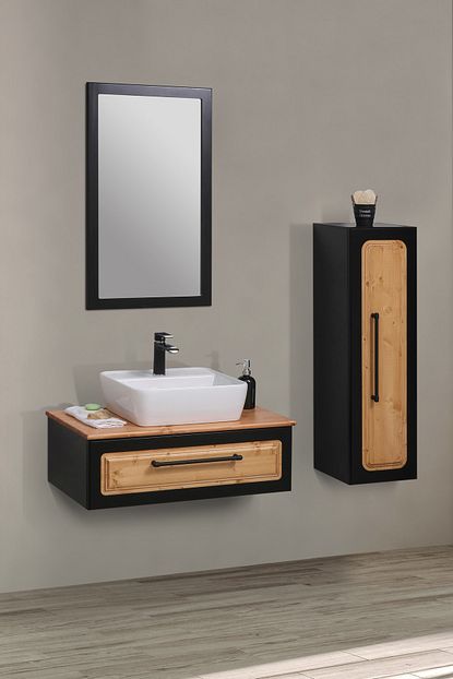Tekoplus Siyah Volume Banyo Dolabi Takim 90 Cm Masif Trendyol