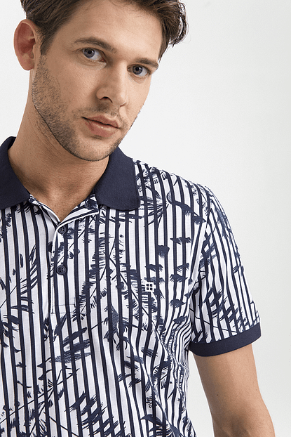 Avva Erkek Lacivert Polo Yaka Baskili T Shirt A01s1247 Trendyol