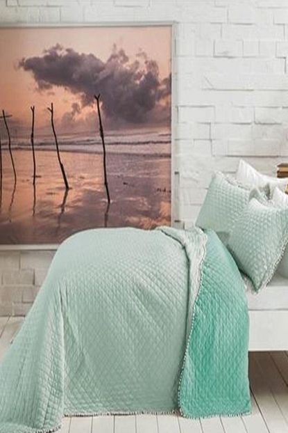 Tac Tek Kisilik Yatak Ortusu Muse Mint Yesil Trendyol