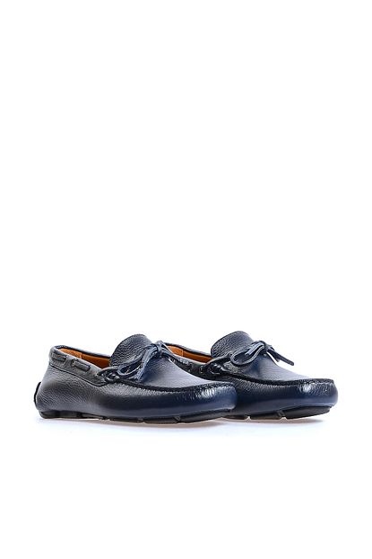 Flower Hakiki Deri Lacivert Loafer Erkek Ayakkabi Trendyol