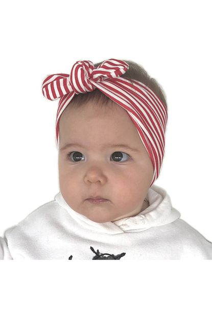 Babygiz Kirmizi Beyaz Cizgili Fiyonk Detayli Bandana Trendyol