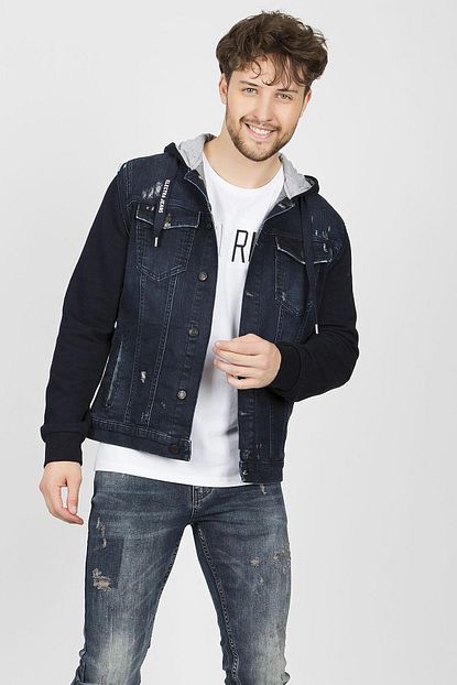 Shoppingdimoda Erkek Mavi Ceket Penye Kapusonlu Kot Ceket 019 0 Trendyol