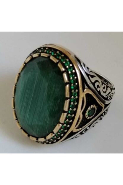 Omar Silver Erkek Onix Kesme Tas Yesil Yuzuk Trendyol