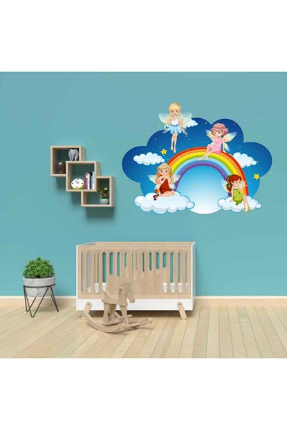 Kt Decor Mavi Gokyuzu Bulutlar Gokyuzu Ve Periler Kiz Cocuk Odasi Duvar Dekorasyonu Trendyol