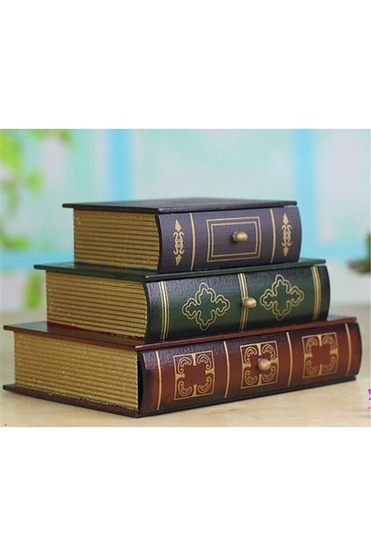 Bukalemun Cekmeceli Kitap Tasarimli Ahsap Aksesuar Kutusu Trendyol