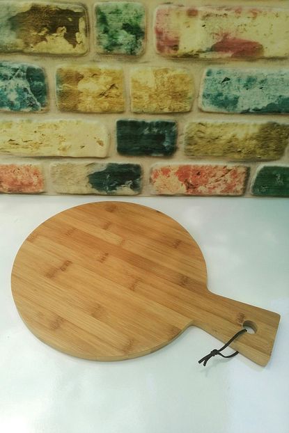 Elegancev Bambu Buyuk Boy Sapli Kesme Tahtasi Sunum Tahtasi 30 Cm Cap Trendyol