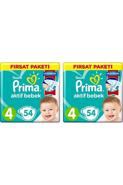 Arrivere Prima Aktif Bebek No 4 Maxi Plus 54 Adet Bebek Bezi 2 Adet Trendyol