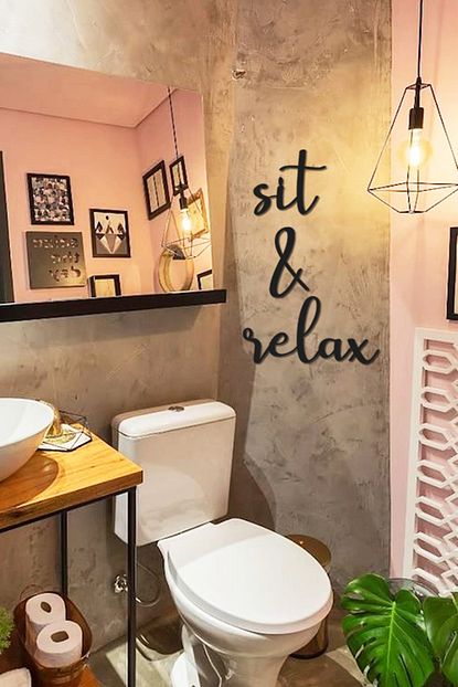 Bold Grup Sit Relax Ev Dekorasyonu Banyo Metal Duvar Yazi Tablo