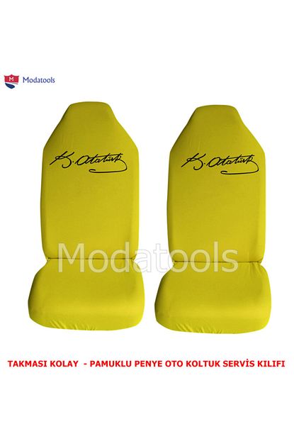 Modatools Ataturk Imzali Oto Koltuk Servis Kilifi On Arka Takim Sari Penye Kumas Sk210 Trendyol