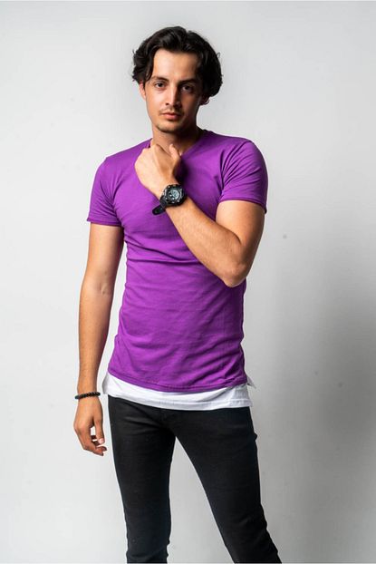Cns Erkek Mor Uzun Salas T Shirt Trendyol