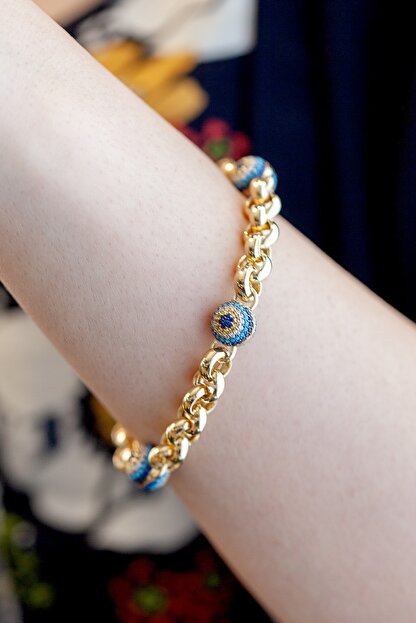 Cenova Kuyumculuk 14 Ayar Altin Nazar Boncuklu Bileklik Trendyol