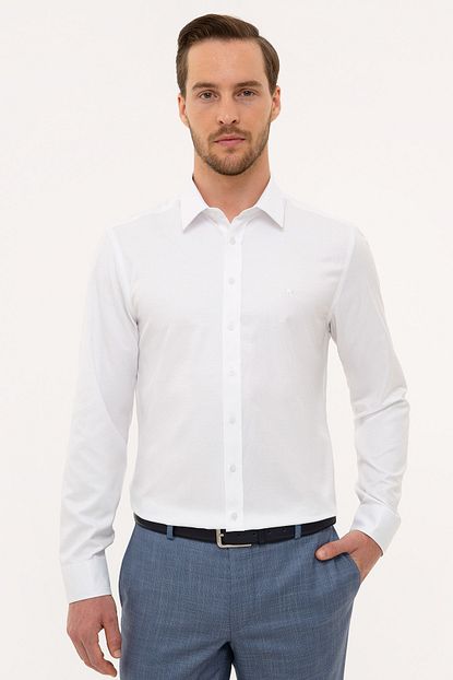 Pierre Cardin Erkek Beyaz Slim Fit Armurlu Gomlek Trendyol