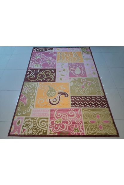 Eko Hali Caprice 14699 Cream Plum Ince Yazlik Makine Halisi Trendyol
