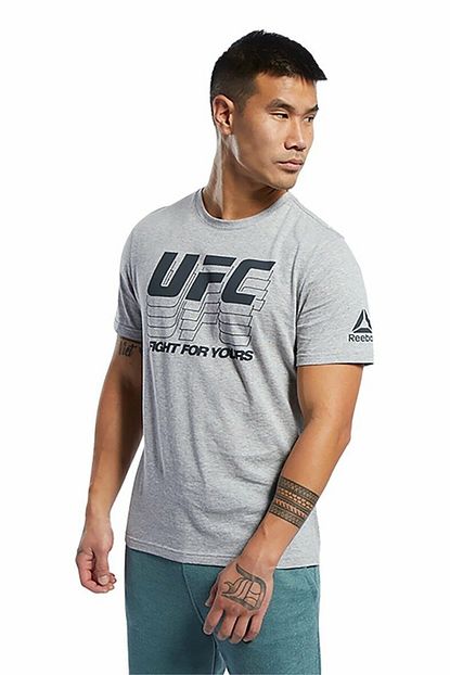 reebok erkek gri ufc fg logo t shirt