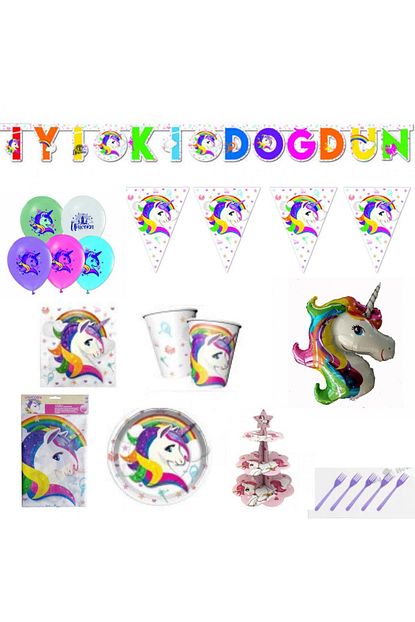 Hayaller Dukkani Unicorn Dogum Gunu Susleri Masa Seti Parti Seti Full Set 8 Kisilik Trendyol