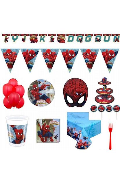 Hayaller Dukkani 8 Kisilik Spiderman Orumcek Adam Dogum Gunu Susleri Parti Seti Erkek Full Set Trendyol