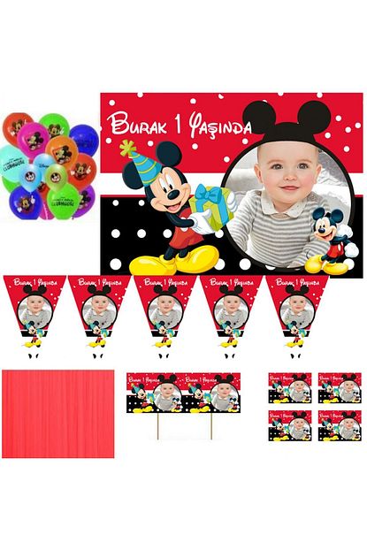 Hayaller Dukkani Mickey Mouse Kisye Ozel Dogum Gunu Susleri 1 Yas Dogum Gunu Suslemeleri Parti Seti Hdts207 Trendyol