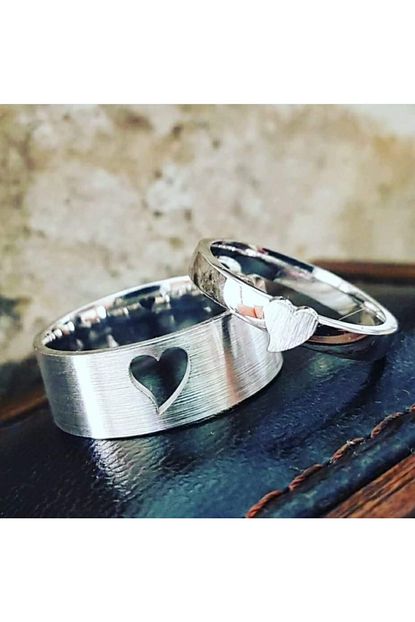K D Silver 925 Ayar Gumus Cift Tasarim Alyans Trendyol