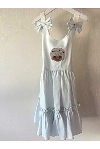 Delbina Design Kiz Cocuk Beyaz Mint Yesili Elbisesi Trendyol