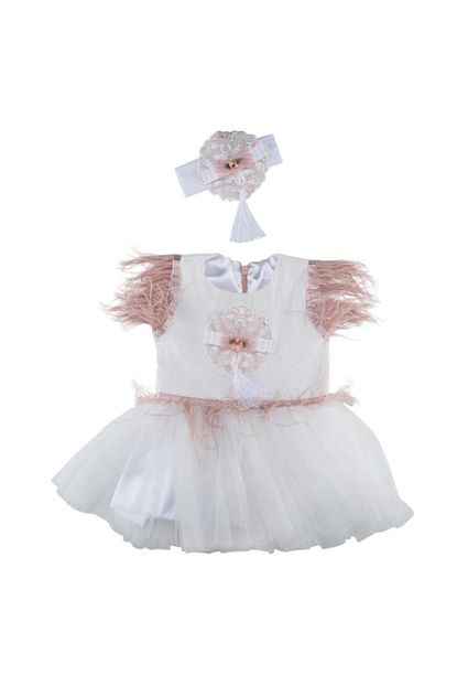 Bebebebek Bebek Beyaz Astarli Tutu Elbise Dogum Gunu Elbise Ozel Tasarim Sac Bandi Trendyol