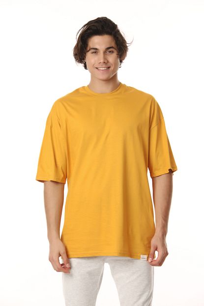 Basicrafta Erkek Hardal Oversize Tshirt Trendyol
