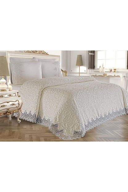 Wedding Home Krem Fransiz Gupurlu Battaniye Seti Trendyol